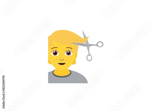 haircut hair person hairdresser cut scissors non-binary emoji symbol sign icon vector illustration isolated flat