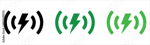 Power Up Your Design with these Sleek Wireless Charging Icons ready for your Tech Projects or Website, Available in Black and Green.