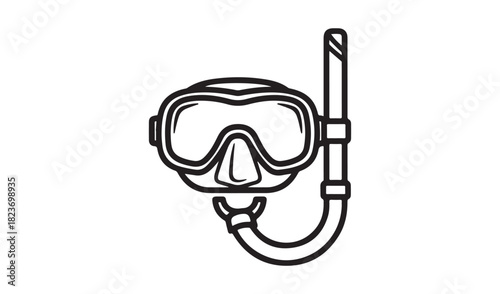 Simple line drawing of a snorkel mask and tube for underwater exploration