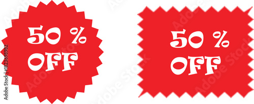 Red Starburst Zigzag Discount Tags