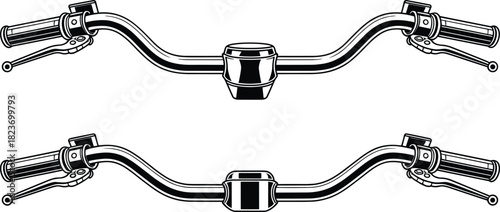 Black and white illustration of motorcycle handlebars with grips and brake levers
