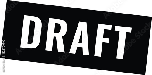 Black draft stamp icon marking unfinished work or pending document status