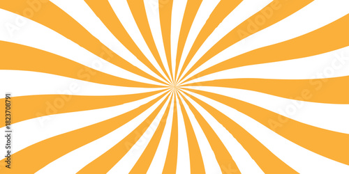Vector sunray stripe background. Light sunburst glowing background. Sunburst pattern summer social banner. vector illustration pattern beam rays. Spiral radial striped backdrop design.	
