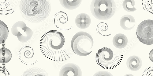 Vector spiral, circular line seamless pattern- Endless pattern for wallpapers, wrapping and packaging. Repeatable pattern with various creative design elements .