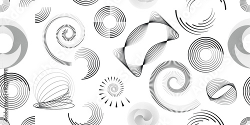 Vector spiral, circular line seamless pattern- Endless pattern for wallpapers, wrapping and packaging. Repeatable pattern with various creative design elements .