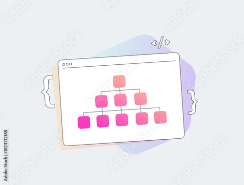 Seo sitemap xml structure website indexing flow architecture giving clear navigation paths for stronger crawling performance and better visibility across modern digital platforms vector illustration