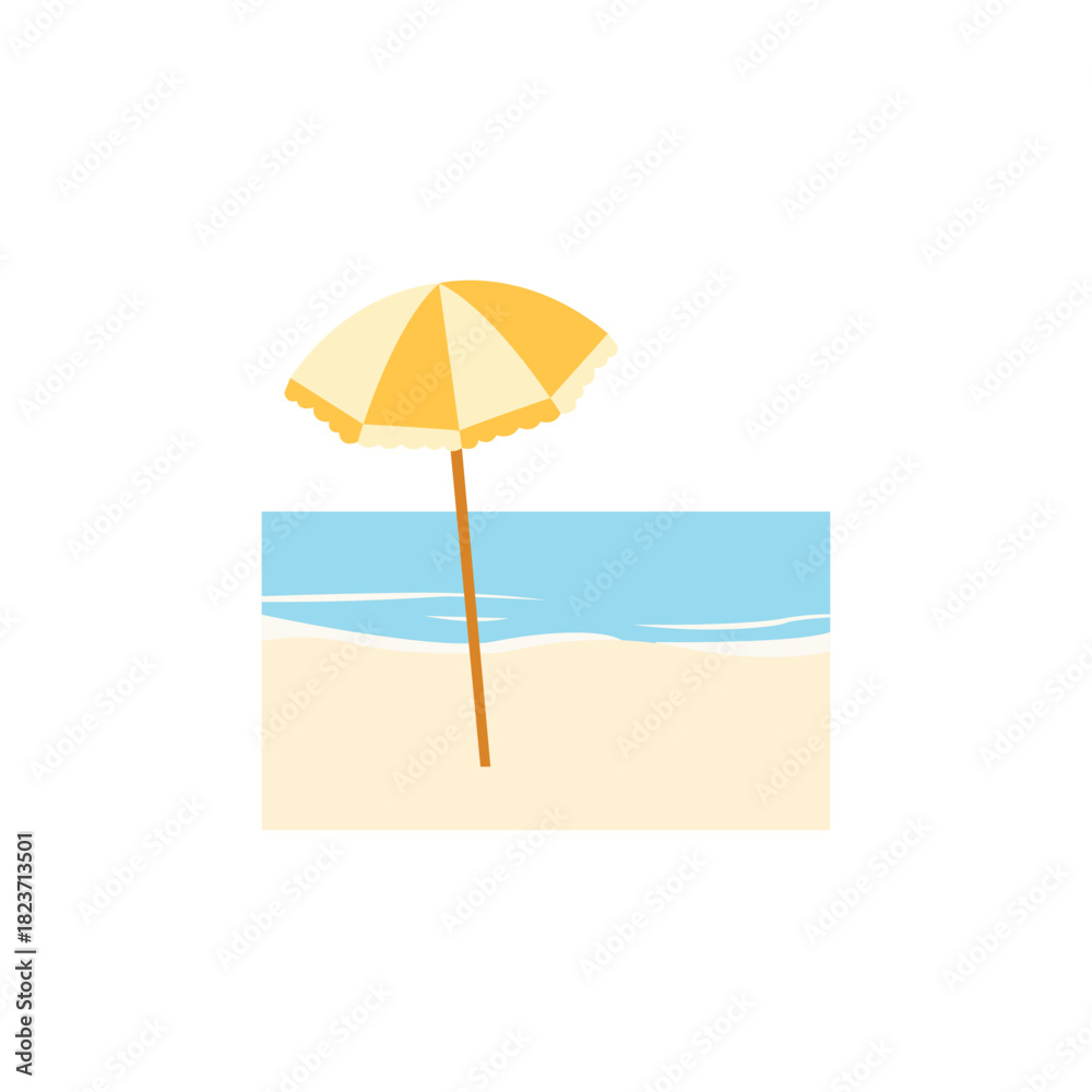 Obraz premium beach umbrella parasol summer holiday sea ocean vacation emoji symbol sign icon vector illustration isolated flat