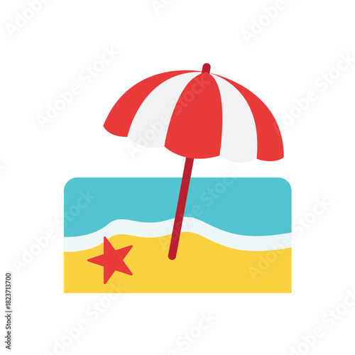 beach umbrella parasol summer holiday sea ocean vacation emoji symbol sign icon vector illustration isolated flat