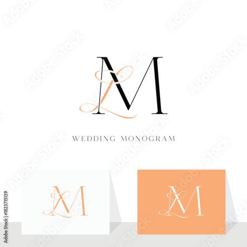 Elegant ML LM wedding monogram logo design
