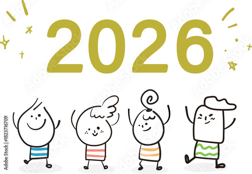 2026 party time illustration of  decoration your day, doodle sticker.