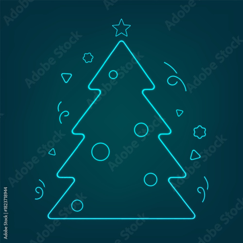 christmas neon blue tree mi...