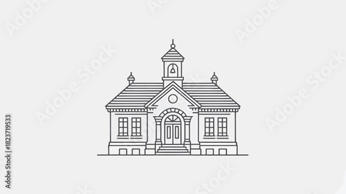Minimalist schoolhouse vector illustration simple line art design isolated on white background