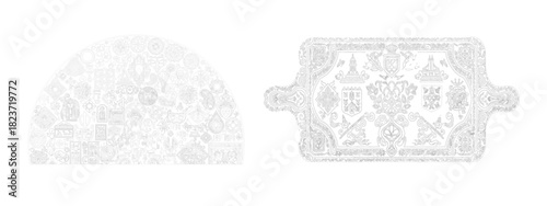 Colorful abstract geometric pattern with courier font accents