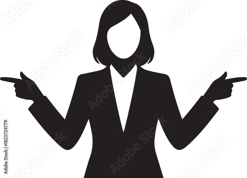 Businesswoman making a decision pointing in two directions silhouette