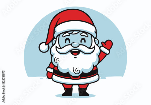 A cheerful, friendly cartoon depiction of a beloved holiday figure, spreading joy and warmth with a welcoming wave, perfect for festive greetings and seasonal cheer and digital designs