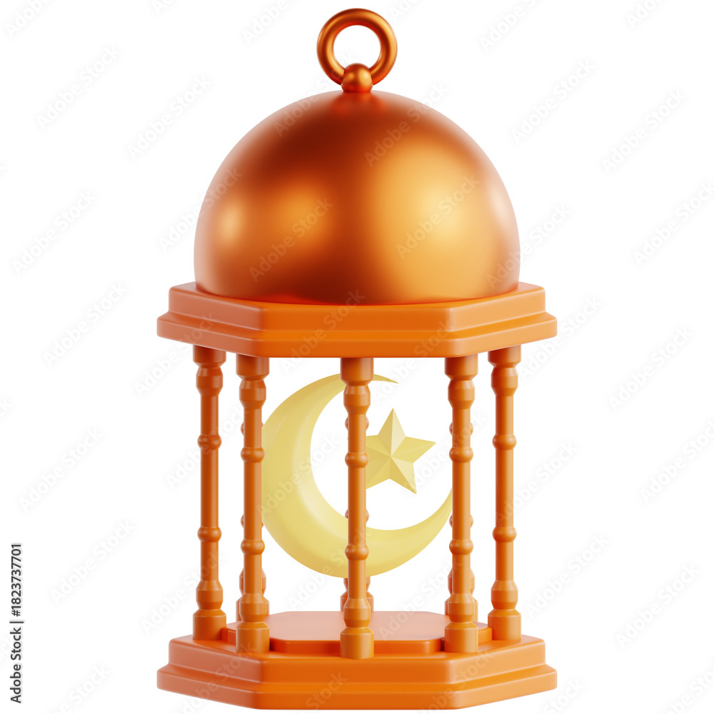 Obraz premium Ramadan Lantern with a Tiny Crescent and Star Inside