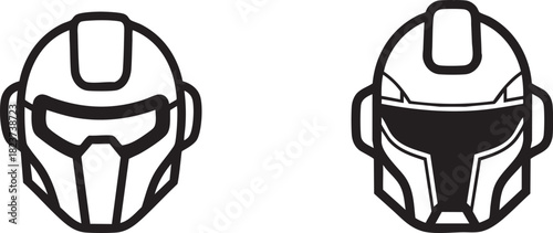 Outline Robot Head Icon Set on Transparent Background