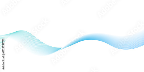 blue Wave with lines created using blend tool Abstract blue wave lines, Deep blue and teal sea water flow. Isolated border, decorative design element. Blue lines vector illustration. Curved wave,