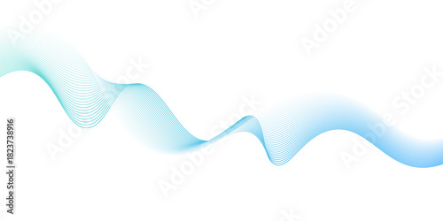 blue Wave with lines created using blend tool Abstract blue wave lines, Deep blue and teal sea water flow. Isolated border, decorative design element. Blue lines vector illustration. Curved wave,