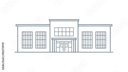 Minimalist line art of a building facade simple vector illustration for architectural design isolated on white background