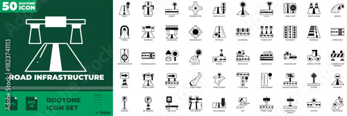 Road Infrastructure Duotone Editable Icons set