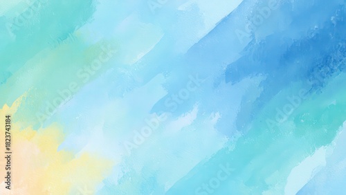 ブルー水彩抽象背景 グラデーション爽やかテクスチャ素材