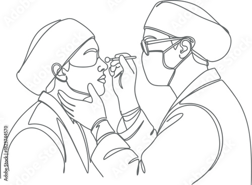 Medical professionals in surgical attire perform a delicate examination of a patient s eye