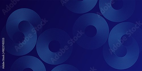 Modern glowing geometric lines on dark background. Elegant shiny blue rounded lines pattern art modern design