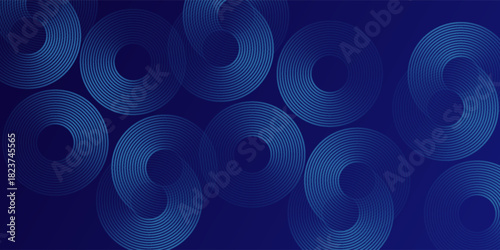 Modern glowing geometric lines on dark background. Elegant shiny blue rounded lines pattern art modern design vector