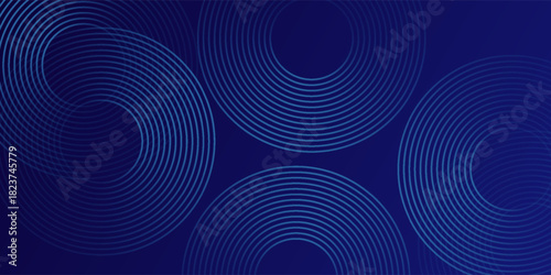 Modern glowing geometric lines on dark background. Elegant shiny blue rounded lines pattern art modern