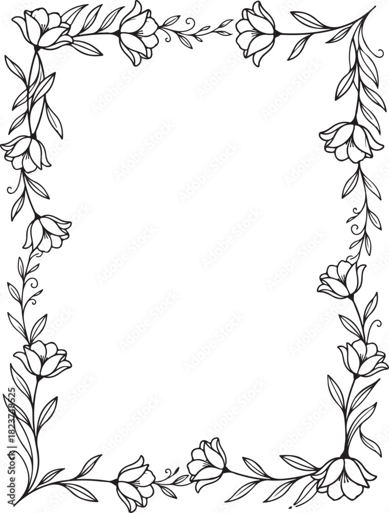 Obraz premium Flower border with leaf