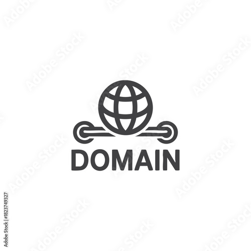 Domain Registration Globe Icon for Website URL, Internet Address, Web Hosting, Online Branding, SEO and Digital Business Concept Design

