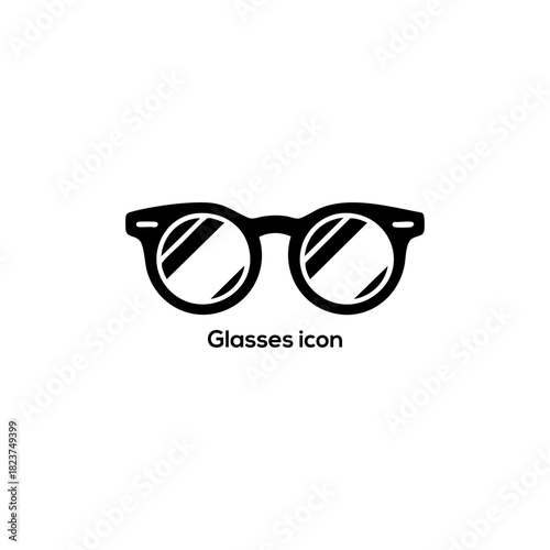 Round Eyeglasses Icon in Flat Minimal Style, Vision Correction Symbol for Optometry, Eye Care Apps, Medical Design and Branding

