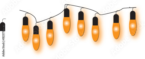 Halloween themed light string with orange bulbs festive decorations illustration