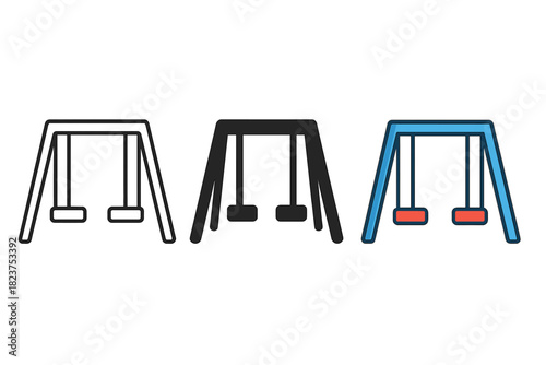 Minimalist Swing Set Designs. Minimalist swing set icon: three identical swing sets in a row, first in line style with thin