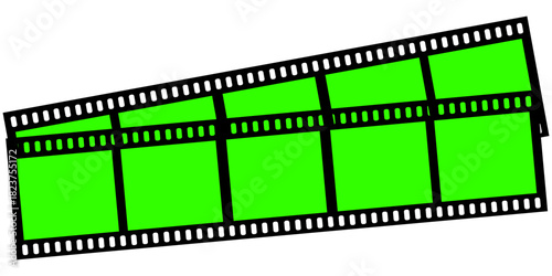 Green Screen Film Strip Template with Five Frames and Transparent Background for Video