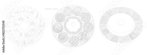 Colorful indian spice container design with traditional elements