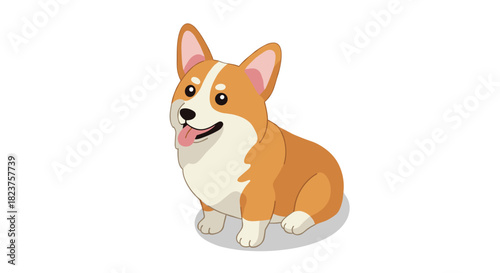 Adorable corgi cartoon character with lively expression and cute pose