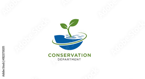 Nature Conservation Community Logo – Tree Planting, Eco Green Movement, Environmental Care Emblem