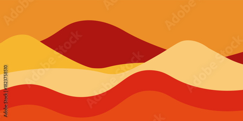 Vector colorful illustration of a sunset in the mountains. Horizontal banner template. Abstract nature. modern