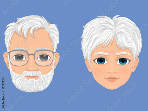 old man and old woman faces side by side