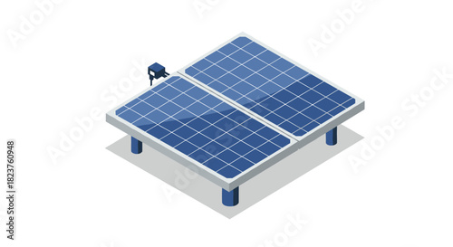 Isometric solar panel design featuring clean renewable energy concept