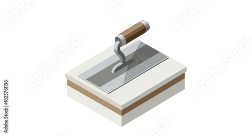 Isometric masonry trowel on white background