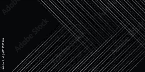 Black background with shiny diagonal lines wallpaper, Black and grey metallic abstract tech geometric linear background.