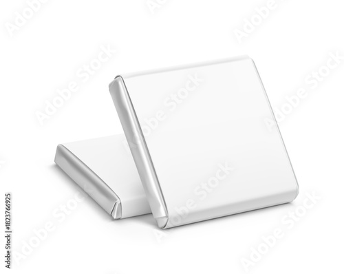 Branded chocolate squares, Neapolitan mockup for promoting business, special occasions. Vector illustration isolated on white background. Easy to use for presentation your logo, design. EPS10.