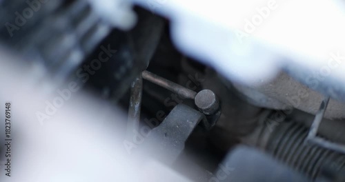 Manual Transmission Gearbox Shifting First to Second Gear, Mechanical Linkages Operating with Sound, Automotive Repair and Service Concept, Car Engine Mechanics