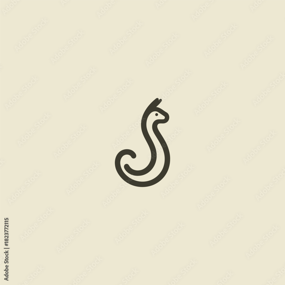 Naklejka premium Llama line style logo with simple friendly minimal stroke design.