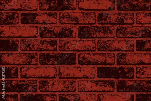 Rustic Red Brick. Bold brick wall in a deep red tone vector illustration with weathered details, gritty and rustic composition,