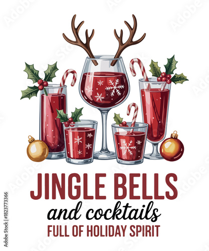 Jingle bells and cocktails full of holiday spirit T shirt design