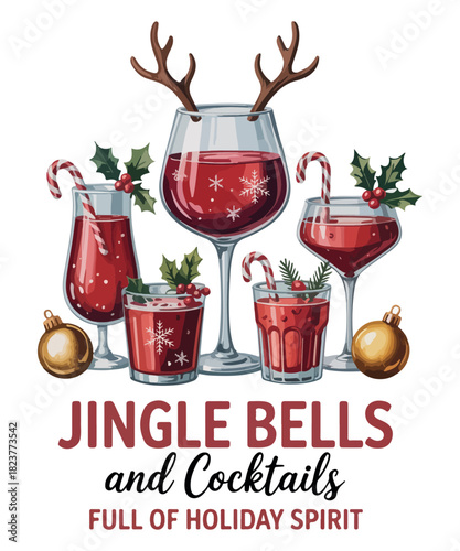 Jingle bells and cocktails full of holiday spirit T shirt design